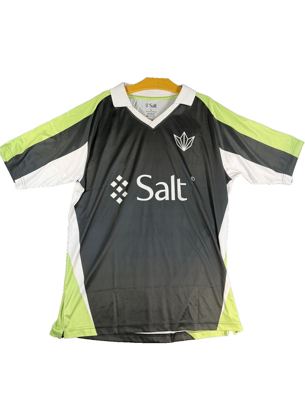 Salt Athletic Soccer Football Jersey Mens L Black Lime Green Number 7 Polyester
